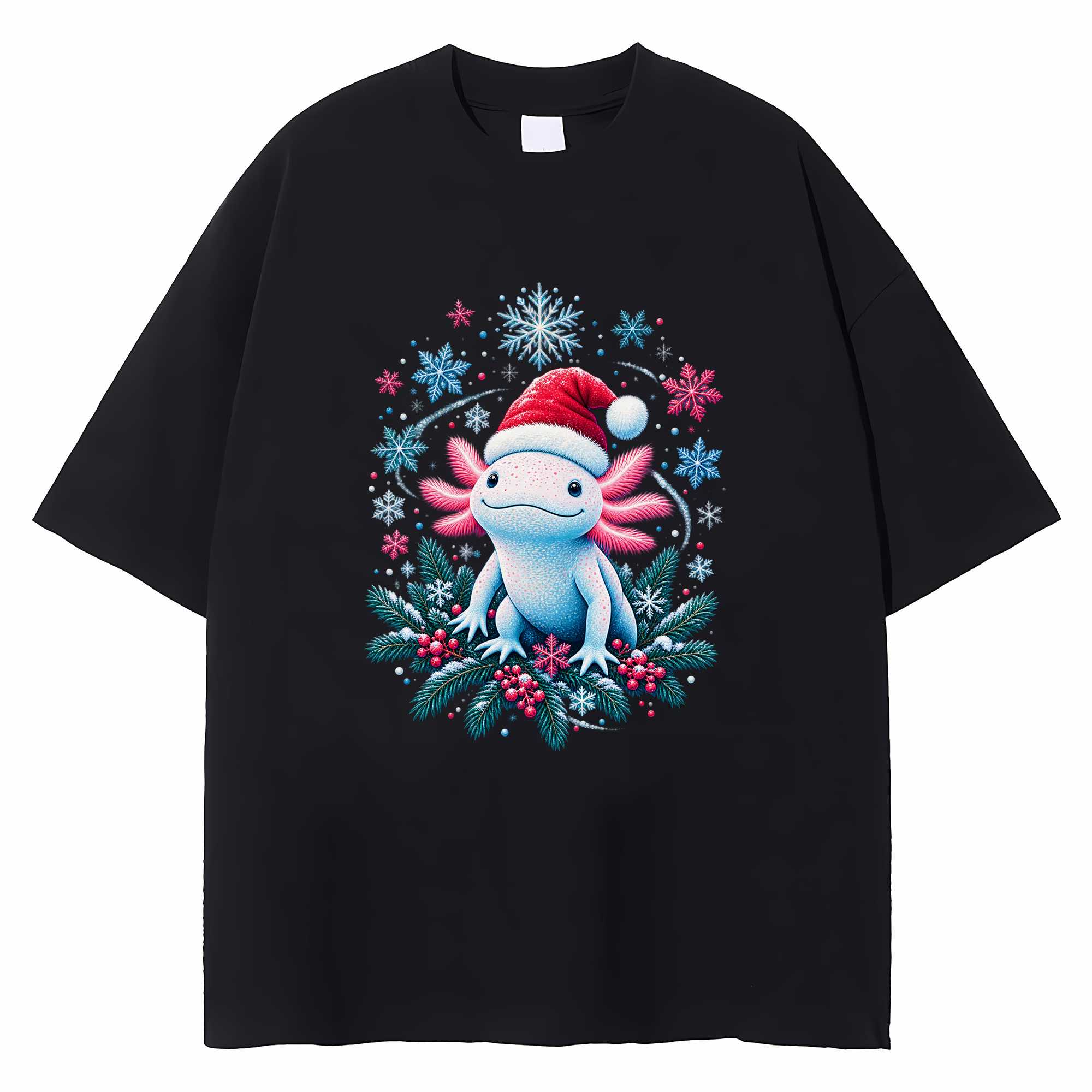 Axolotl Christmas T-shirt Funny Holiday Animal Graphic Tee Gift For Axolotl Lovers