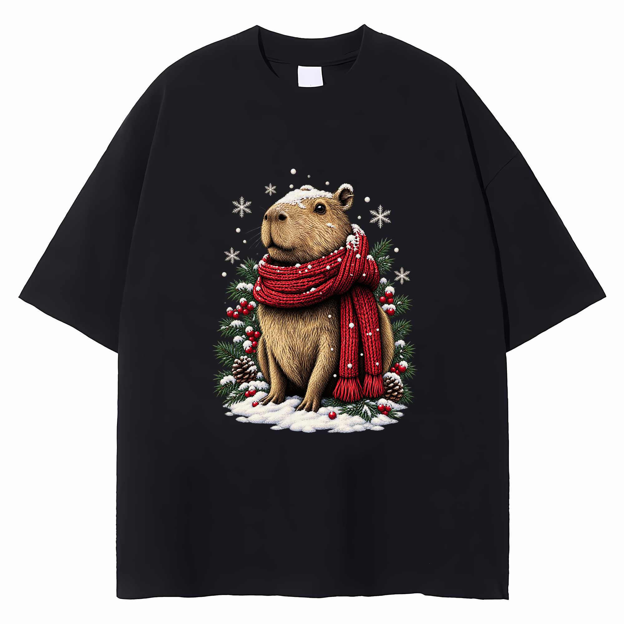 Capybara Christmas T-shirt Cute Funny Holiday Animal Graphic Tee Gift