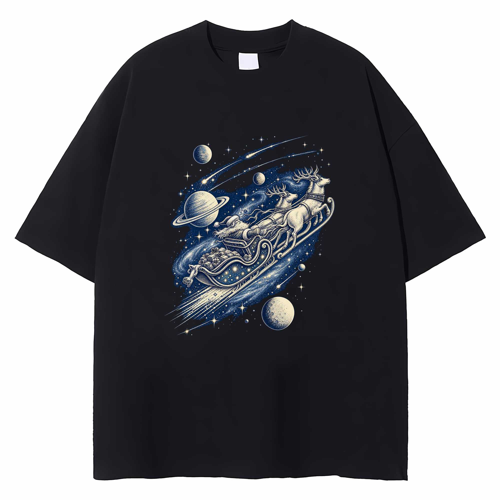 Celestial Santa Christmas T-shirt Funny Space Holiday Graphic Tee Gift