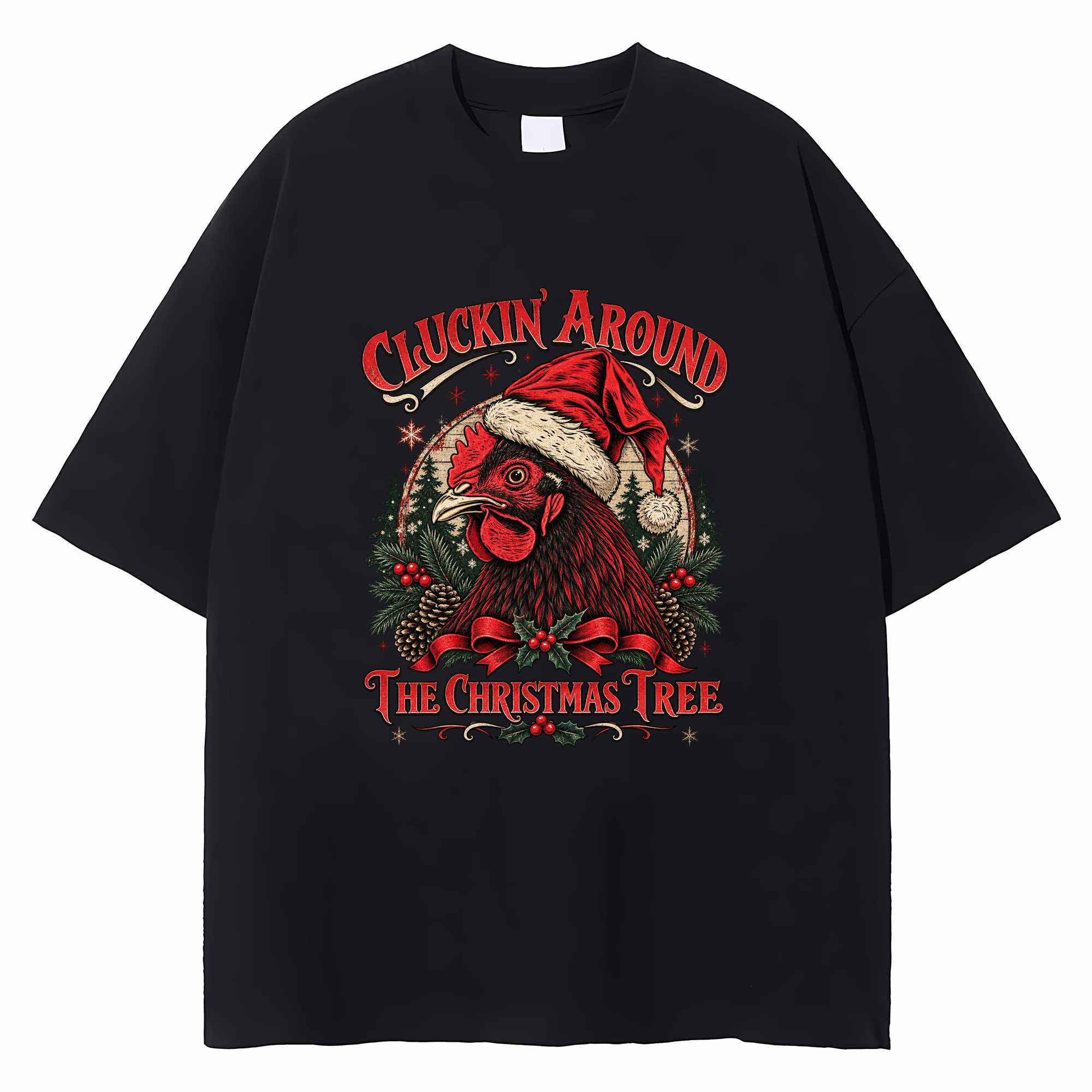 Christmas Chicken T-shirt Funny Ugly Xmas Graphic Tee Chicken Lover Gift
