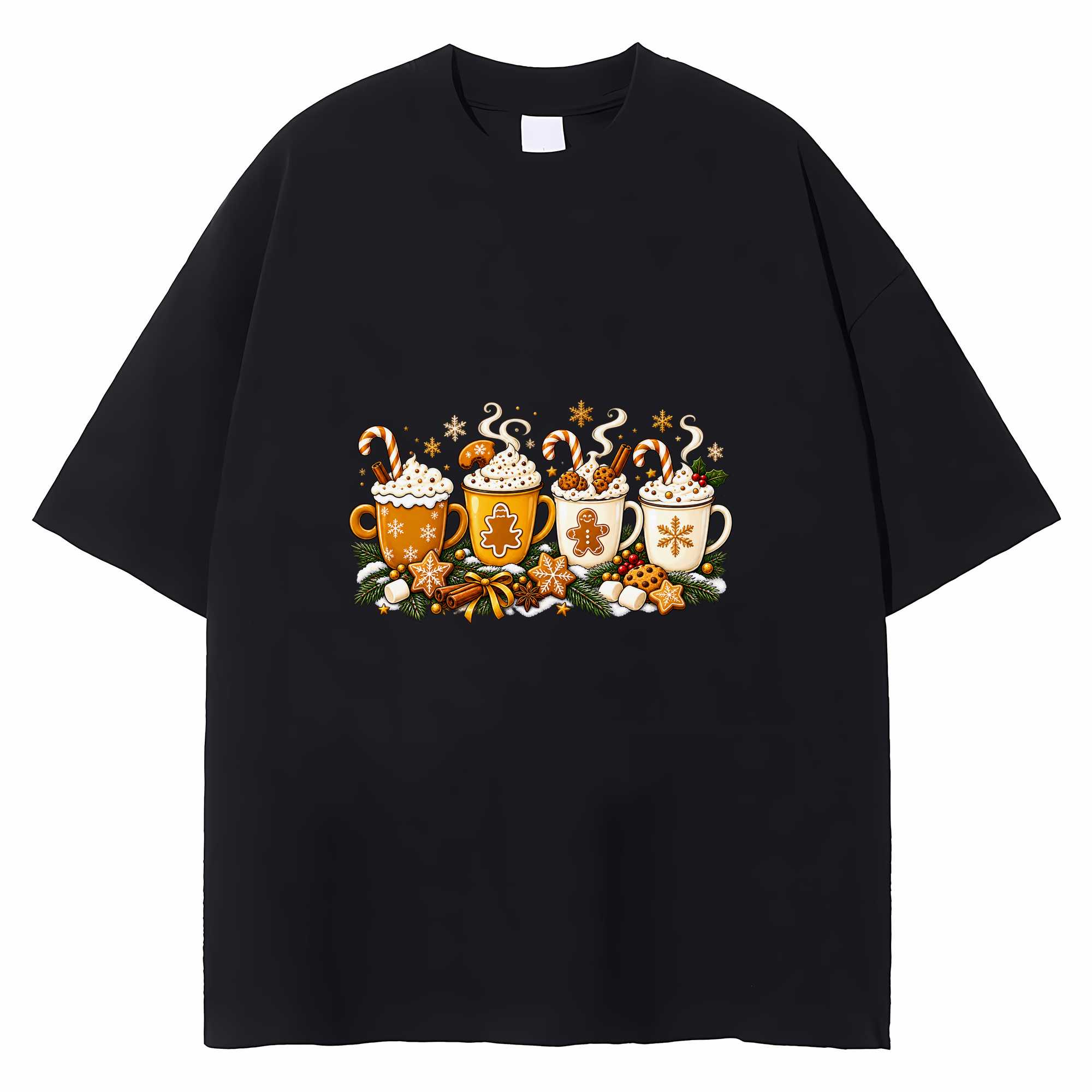 Christmas Coffee T-shirt Gingerbread Latte Holiday Graphic Tee Gift For Her