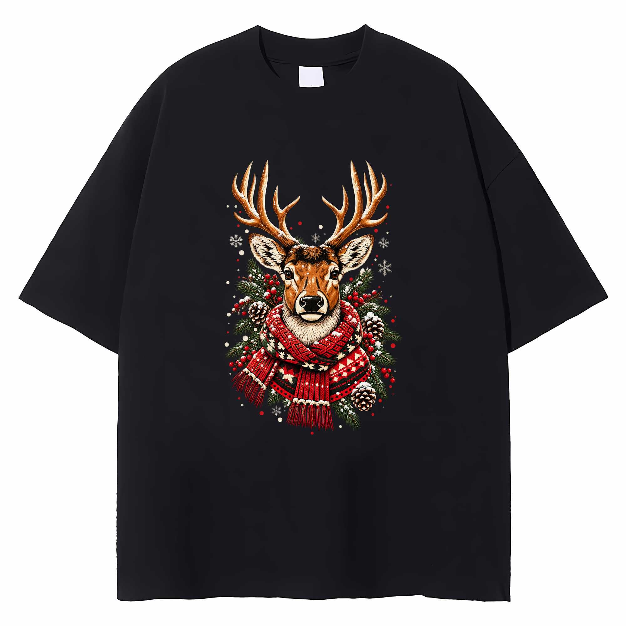 Christmas Deer T-shirt Holiday Animal Reindeer Graphic Tee Deer Lover Gift