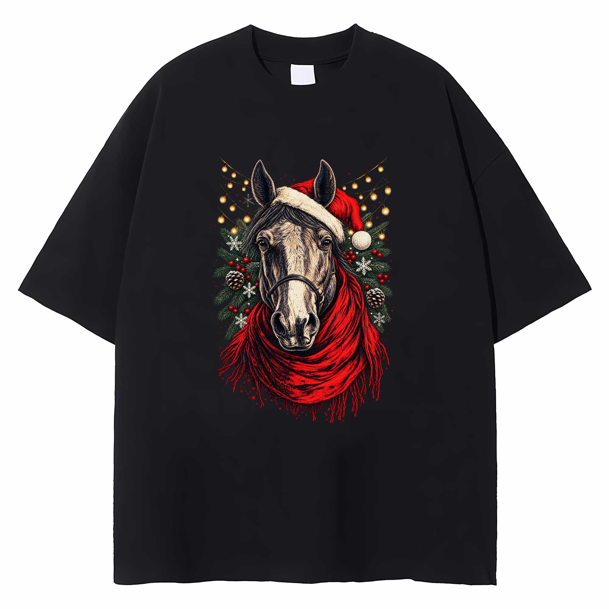 Christmas Horse T-shirt Equestrian Holiday Graphic Tee Horse Lover Gift
