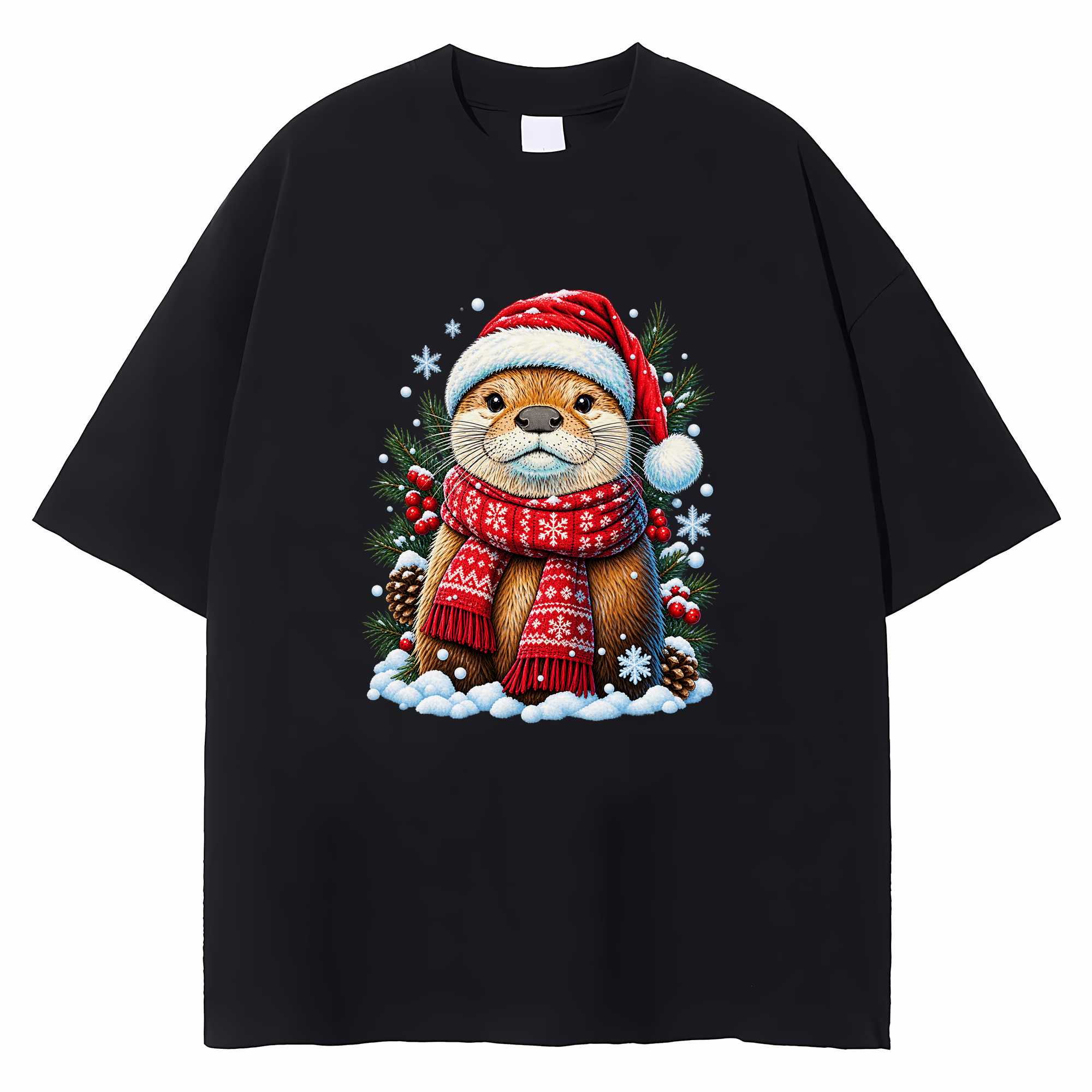 Christmas Otter T-shirt Funny Holiday Animal Graphic Tee Otter Lover Gift