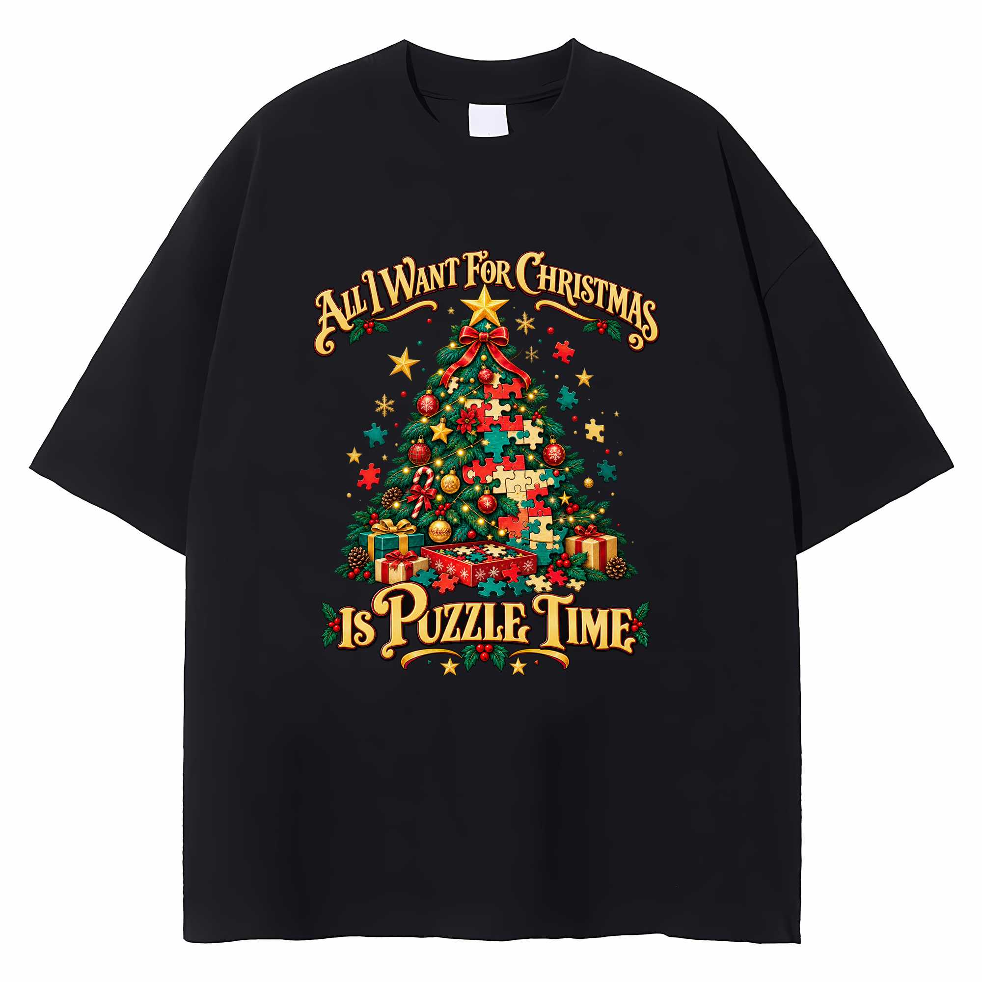 Christmas Puzzle T-shirt Funny Holiday Graphic Tee Gift For Puzzle Lovers