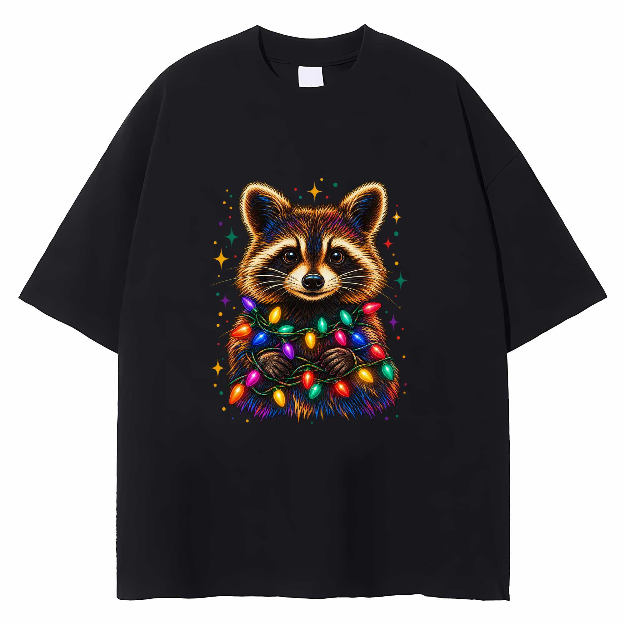 Christmas Raccoon T-shirt Funny Feral Holiday Graphic Tee Raccoon Lover Gift