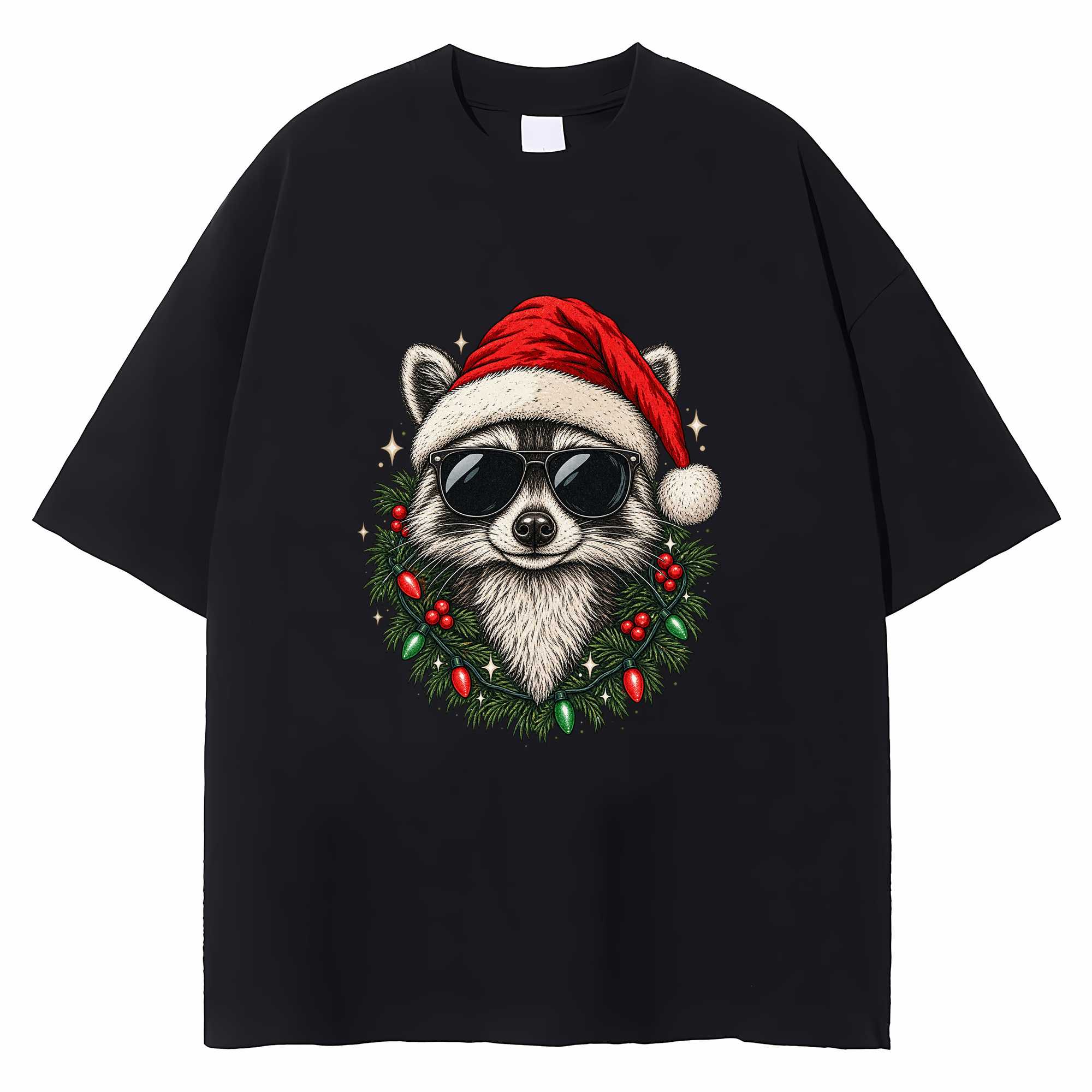 Christmas Raccoon T-shirt Funny Holiday Animal Graphic Tee Gift For Raccoon Lovers