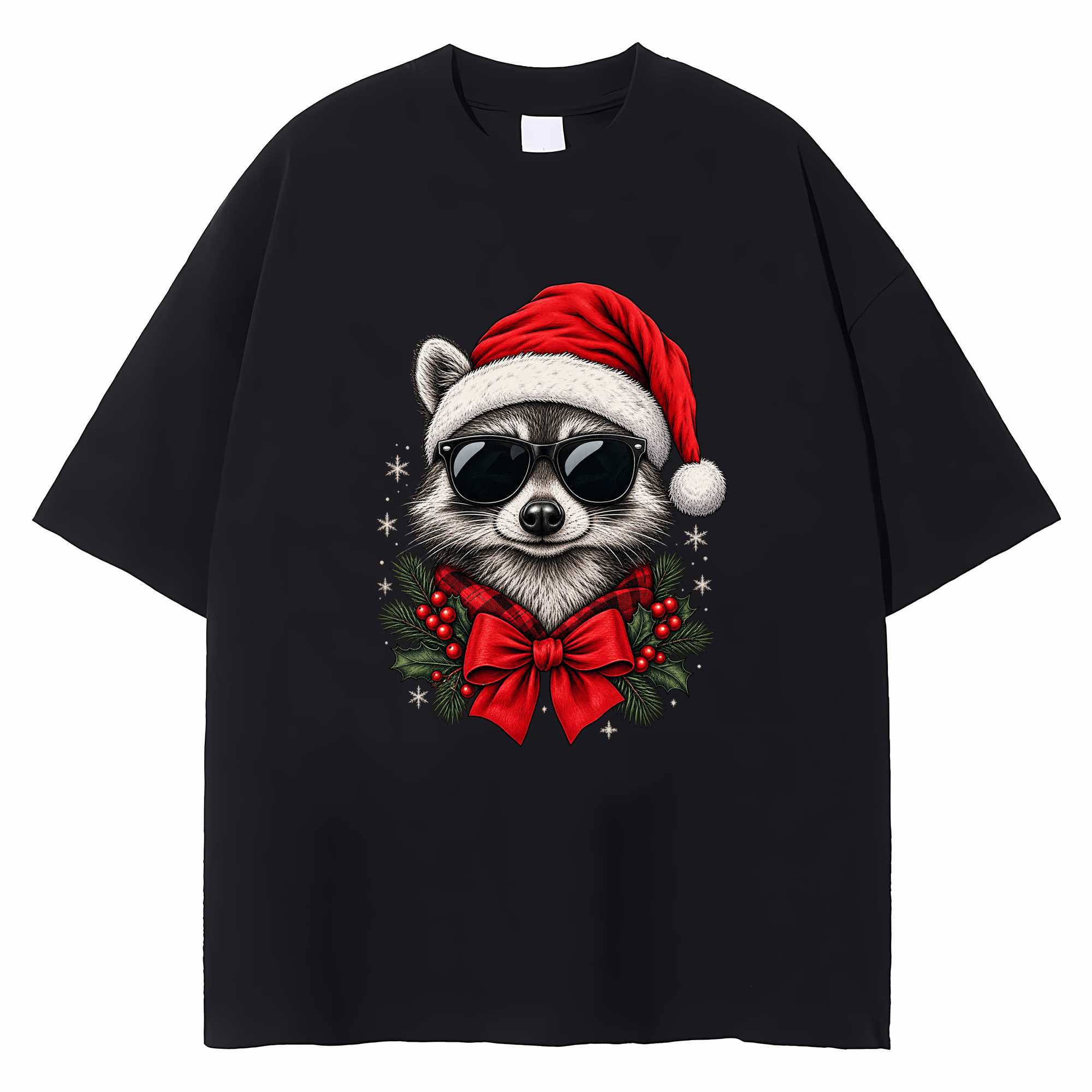 Christmas Raccoon T-shirt Funny Holiday Animal Graphic Tee Raccoon Lover Gift