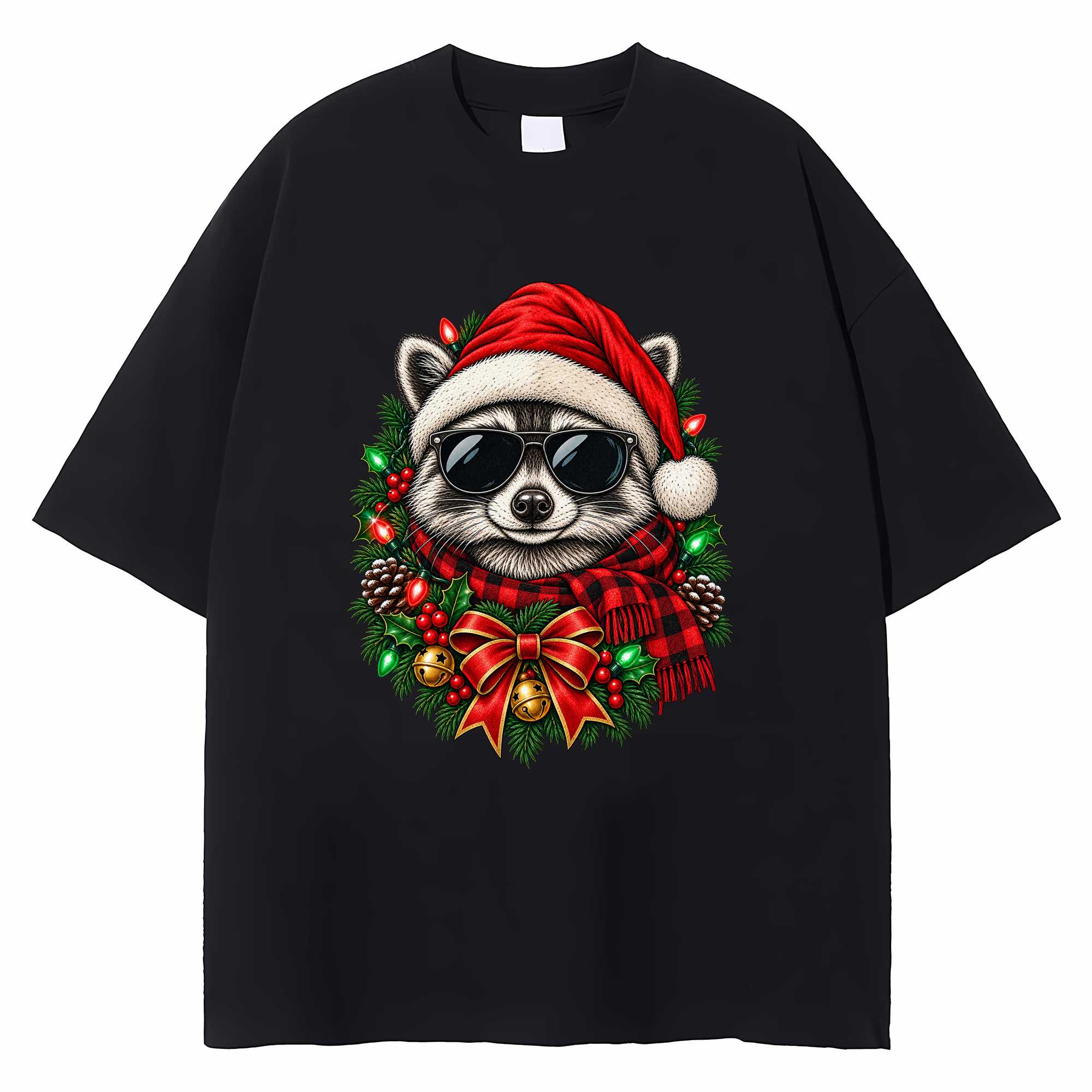 Christmas Raccoon T-shirt Funny Holiday Animal Graphic Tee Raccoon Lover Gift
