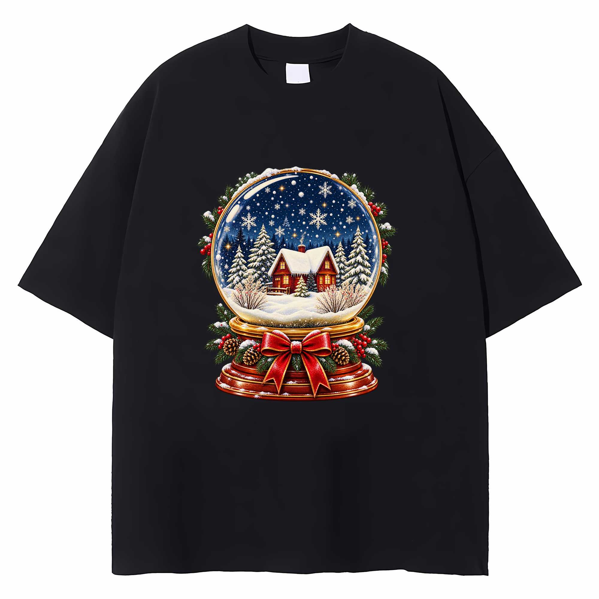 Christmas Snow Globe T-shirt Vintage Farmhouse Holiday Graphic Tee Gift For Her