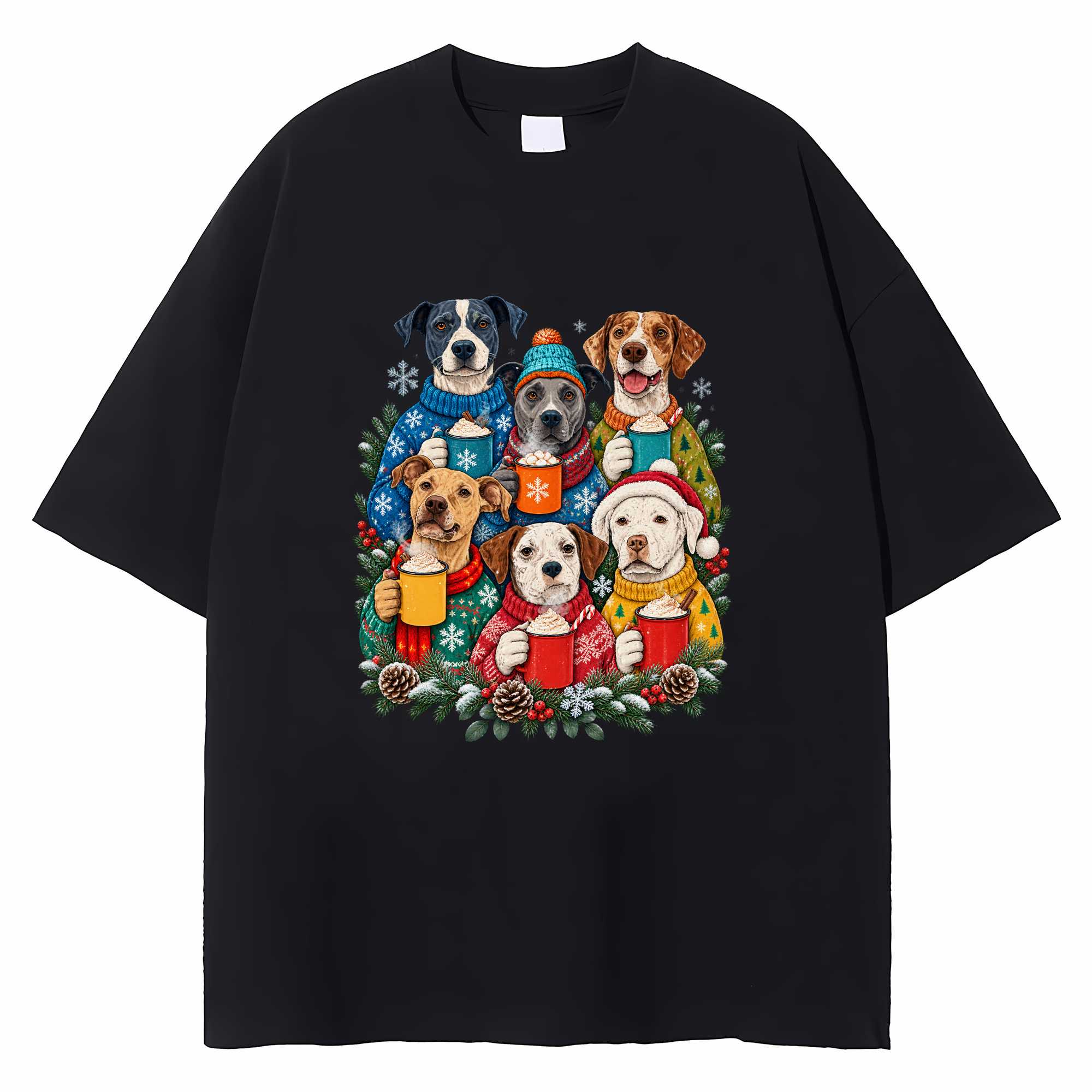 Dogs Ugly Christmas T-shirt Funny Holiday Graphic Tee Dog Mom Dad Gift