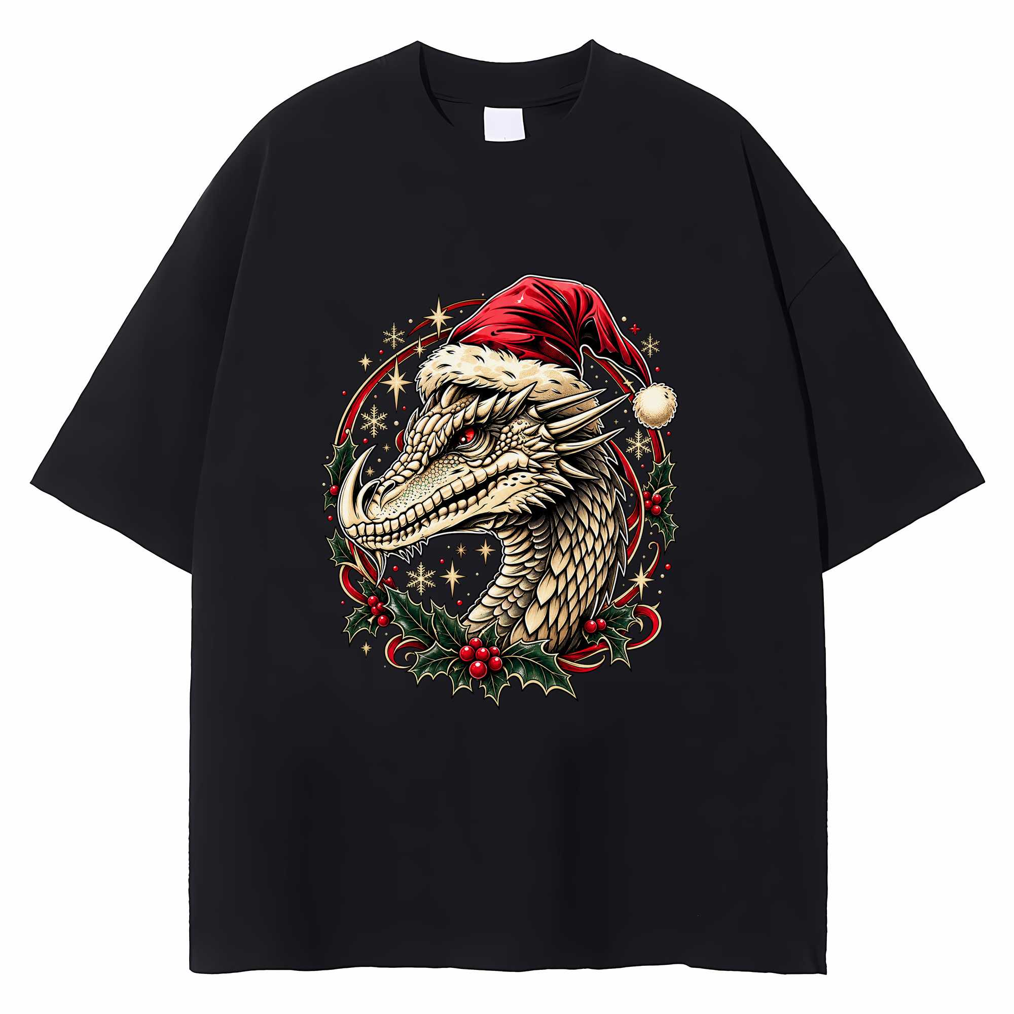 Dragon Christmas T-shirt Santa Hat Holiday Graphic Tee Dragon Lover Gift
