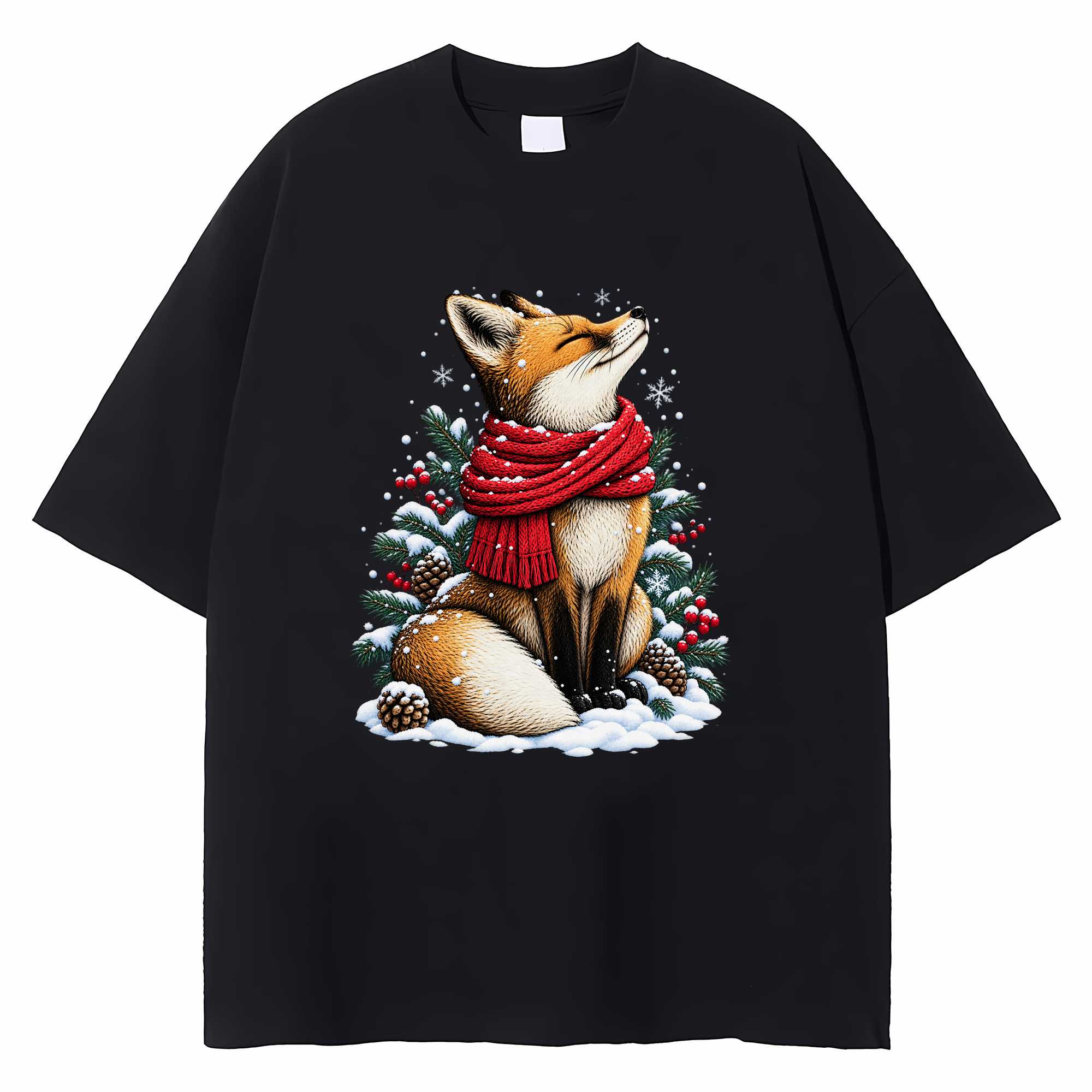 Fox Christmas T-shirt Winter Holiday Animal Graphic Tee Nature Lover Gift