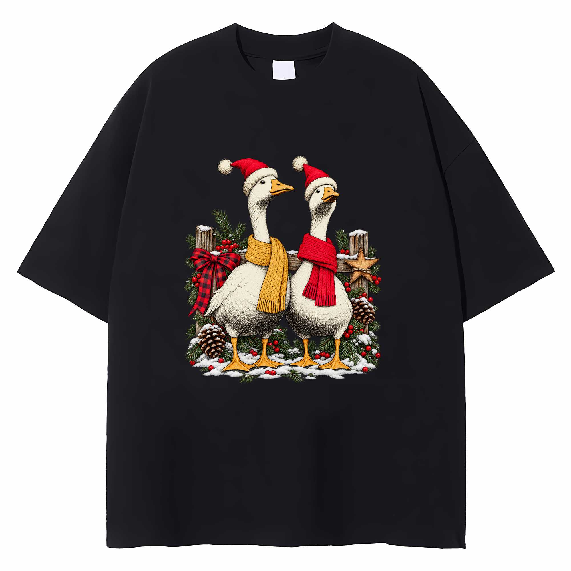 Goose Christmas T-shirt Funny Farm Animal Holiday Graphic Tee Goose Lover Gift