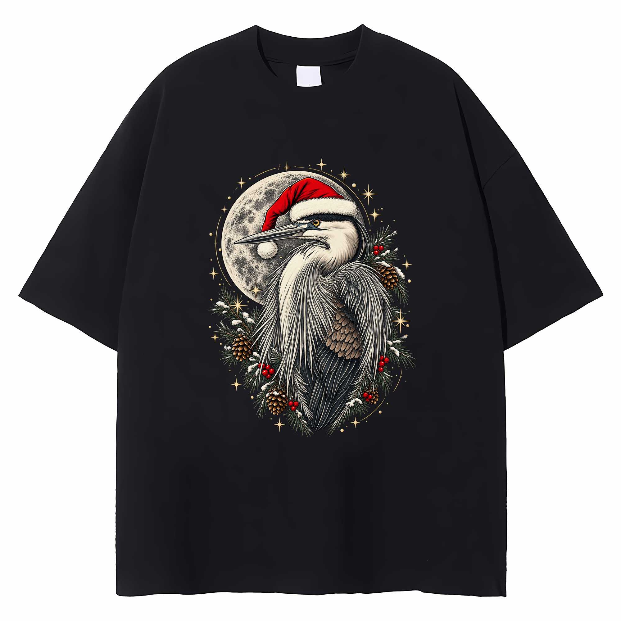 Great Blue Heron Christmas T-shirt Bird Lover Graphic Tee Xmas Birder Gift