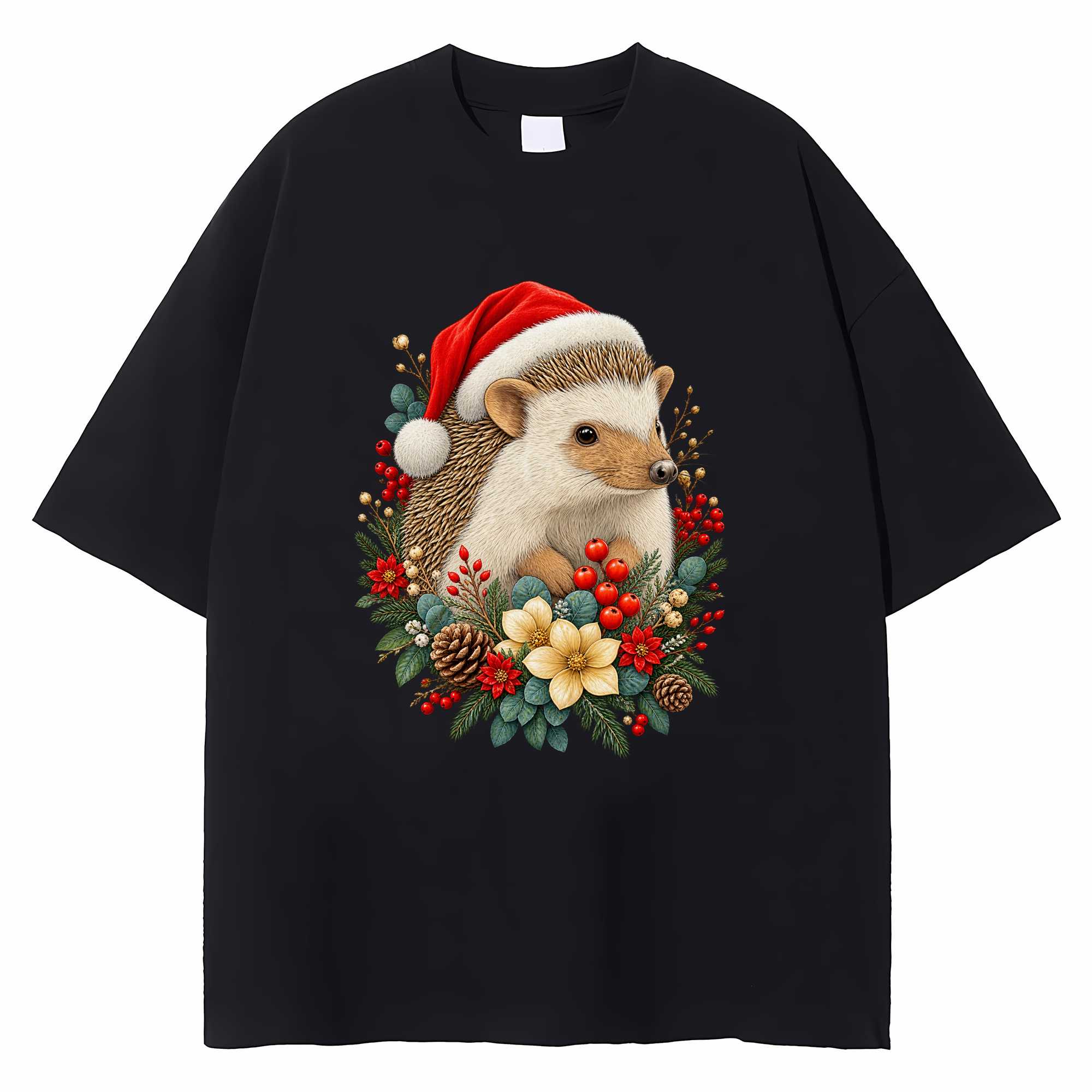 Hedgehog Christmas T-shirt Cute Winter Animal Graphic Tee Hedgehog Lover Gift