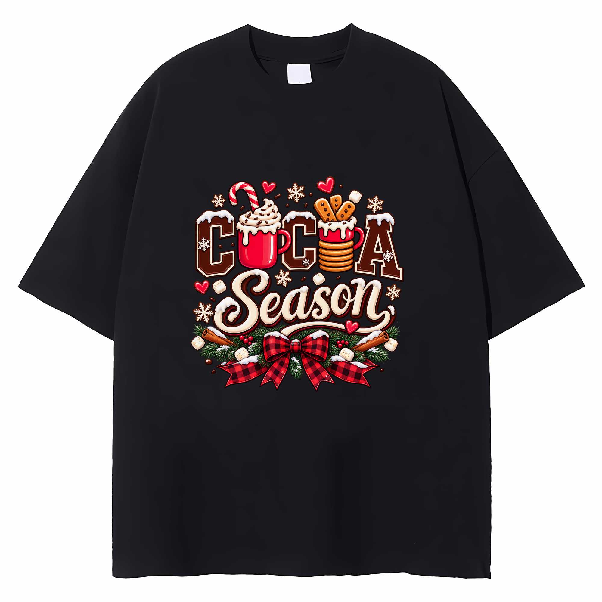 Hot Cocoa Christmas T-shirt Winter Holiday Drink Graphic Tee Gift For Her