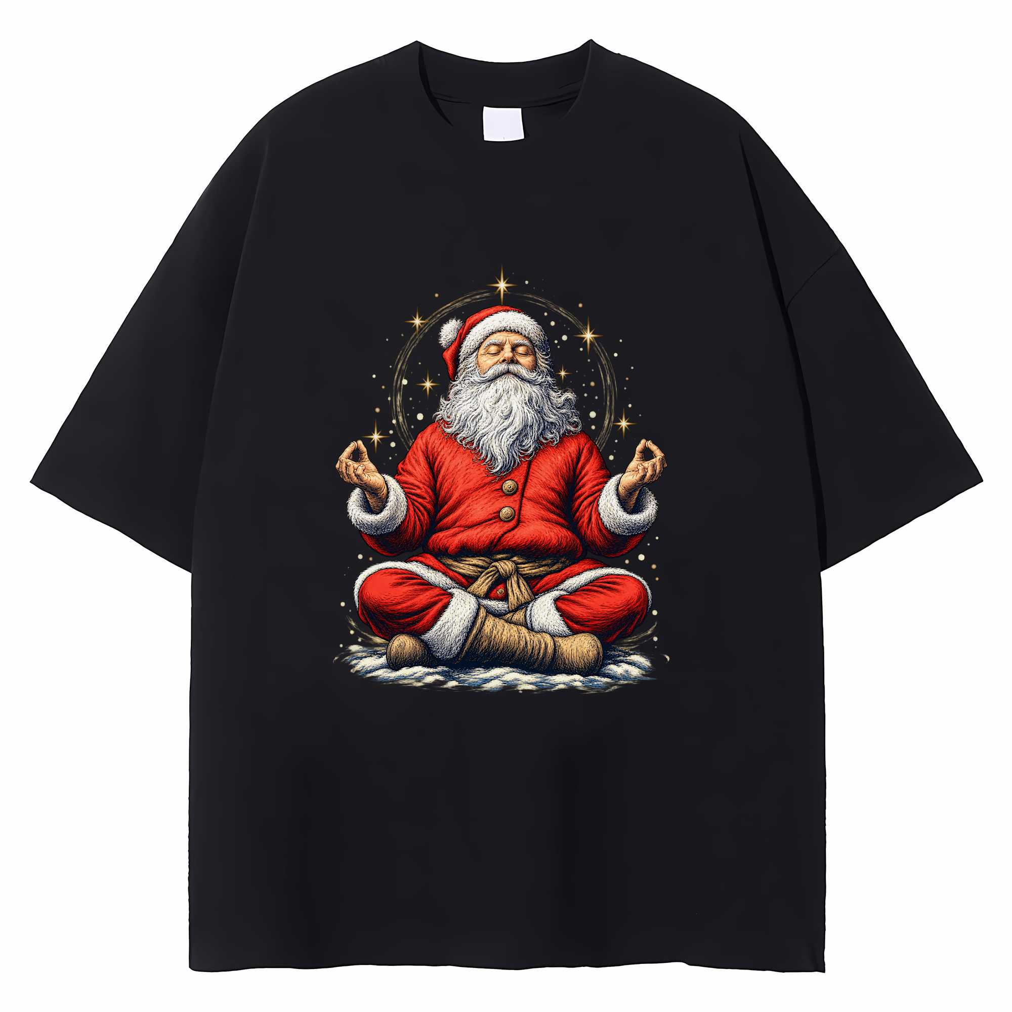 Meditating Santa Christmas T-shirt Funny Zen Yoga Holiday Graphic Tee Gift