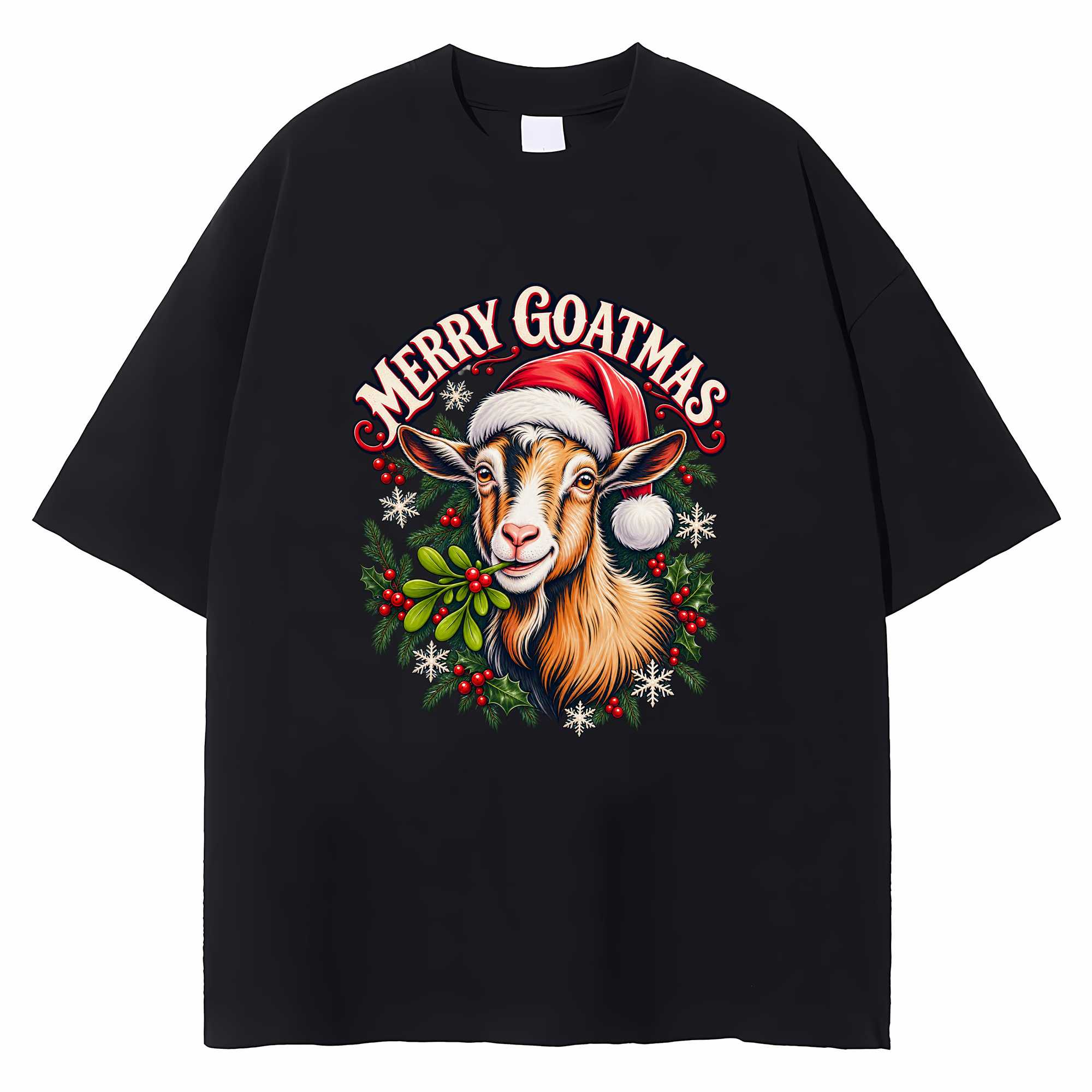 Merry Goatmas Christmas T-shirt Funny Goat Holiday Graphic Tee Goat Lover Gift