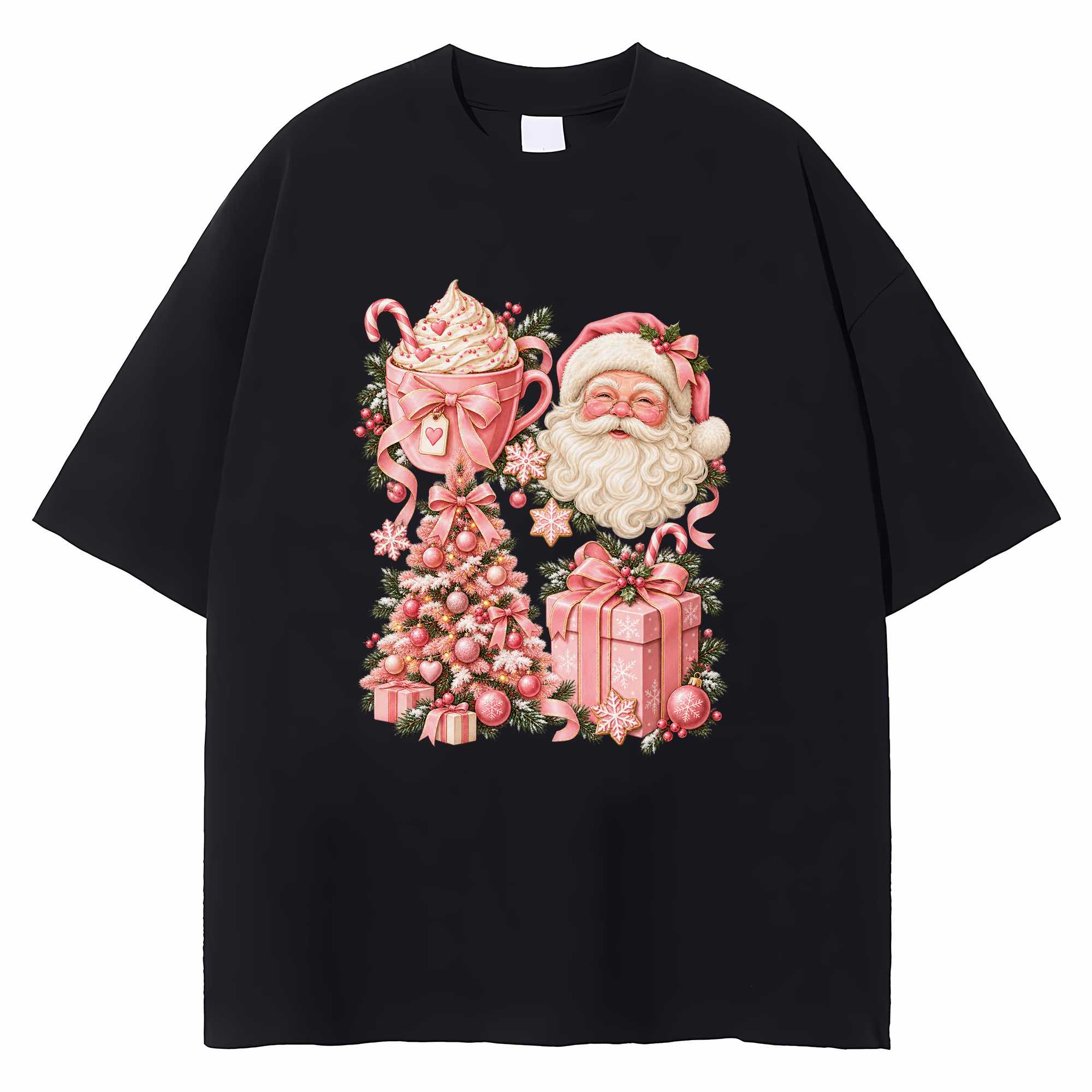 Pink Christmas T-shirt Merry Christmas Cute Holiday Graphic Tee Gift