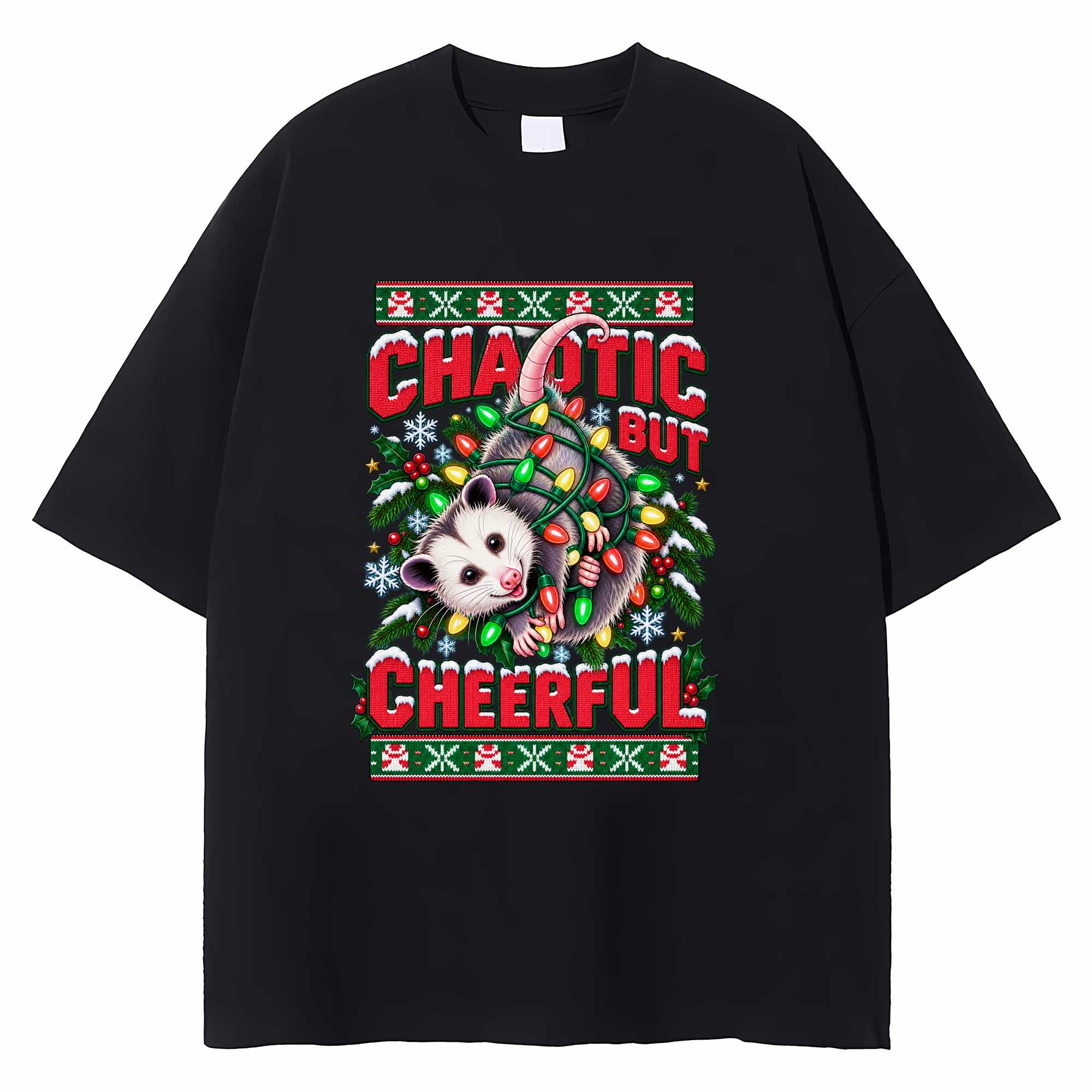 Possum Christmas T-shirt Funny Chaotic Holiday Animal Graphic Tee Gift