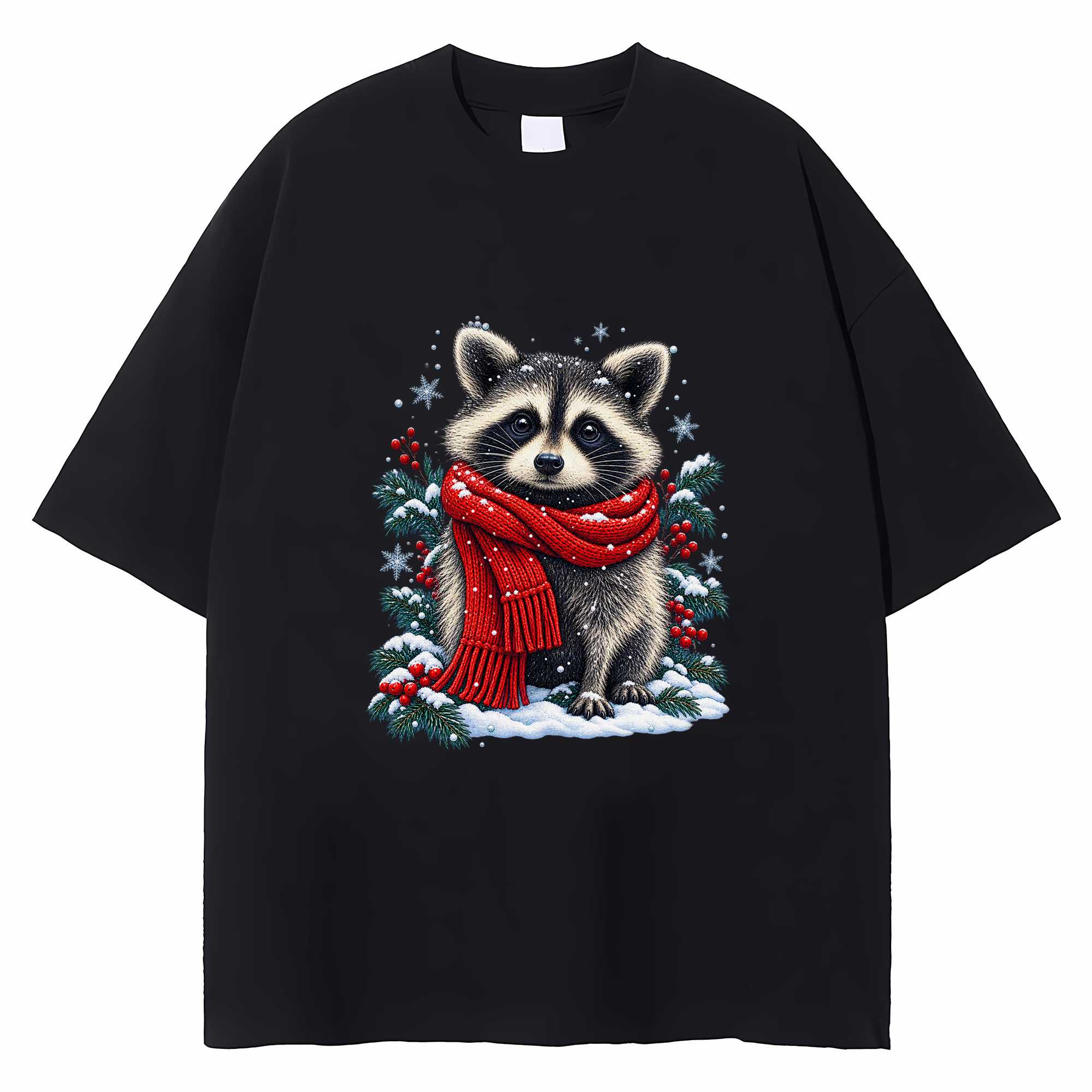 Raccoon Christmas T-shirt Cute Winter Holiday Animal Graphic Tee Gift