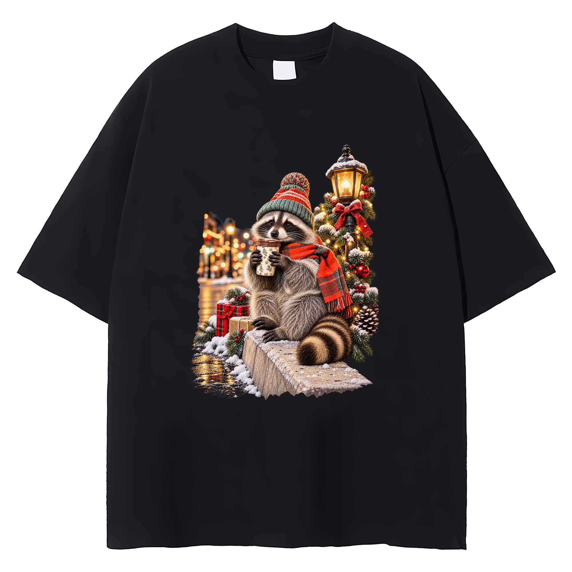 Raccoon Christmas T-shirt Funny Meme Trash Panda Holiday Graphic Tee Gift