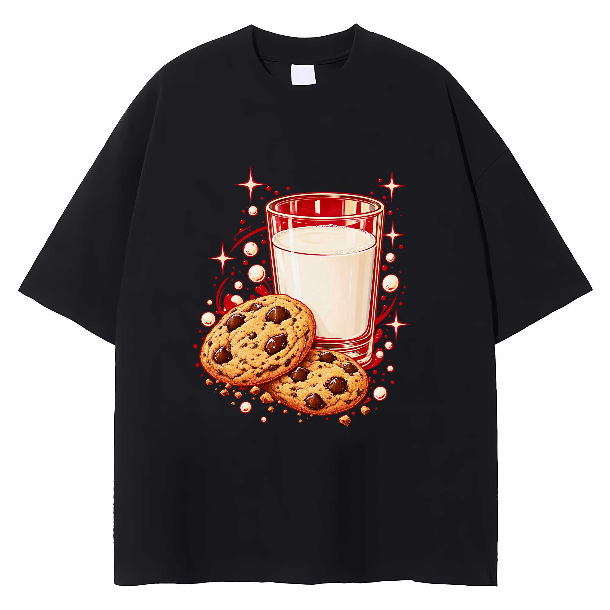 Retro Milk And Cookies Christmas T-shirt Funny Foodie Holiday Graphic Tee