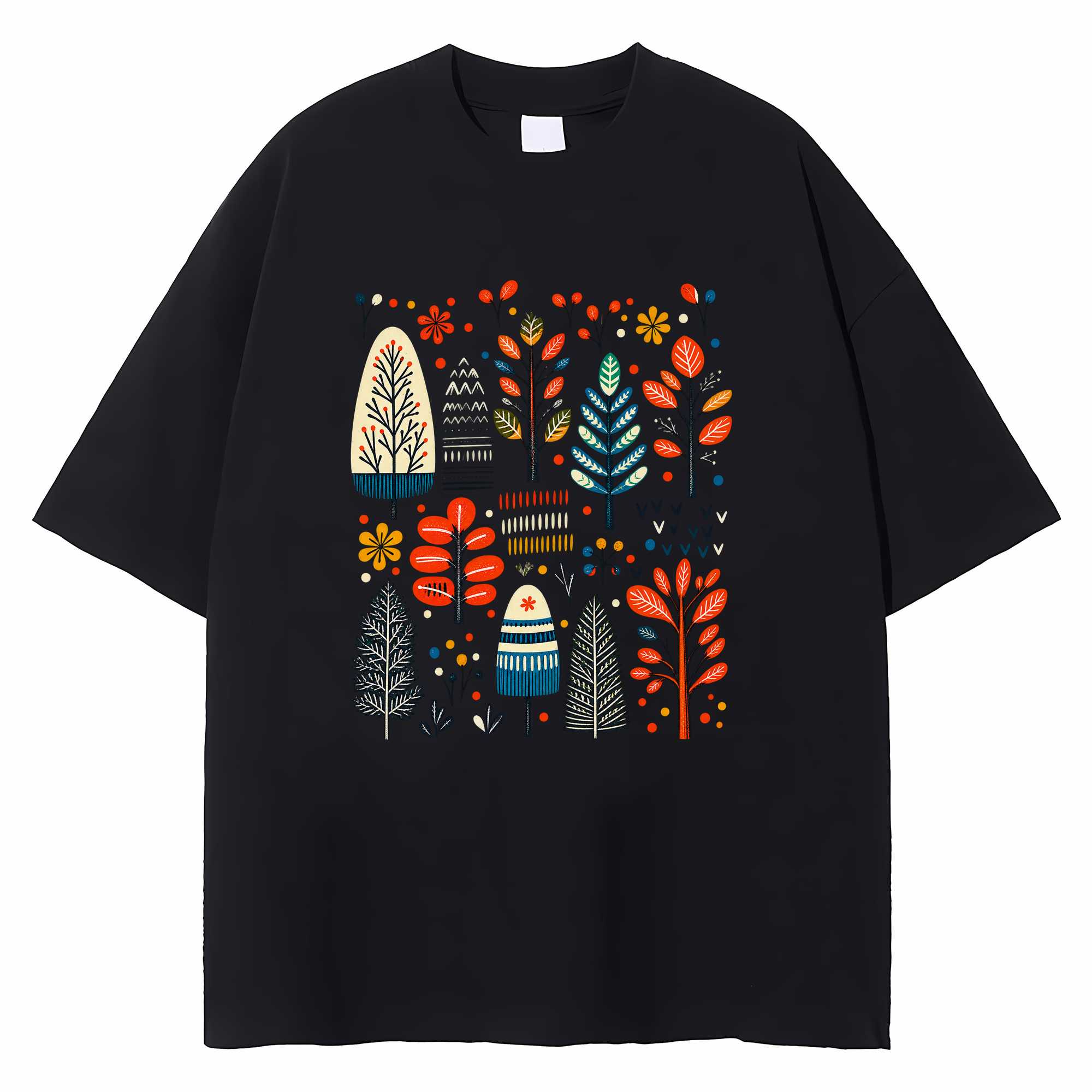 Scandinavian Christmas T-shirt Folk Art Hygge Botanical Holiday Graphic Tee