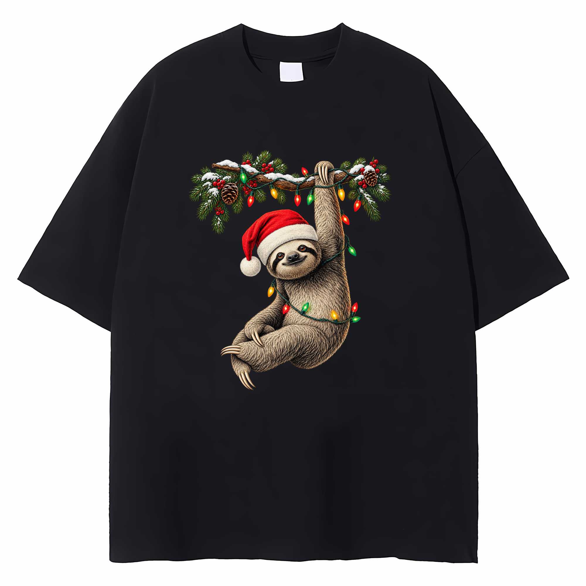 Sloth Christmas T-shirt Funny Holiday Animal Graphic Tee Sloth Lover Gift