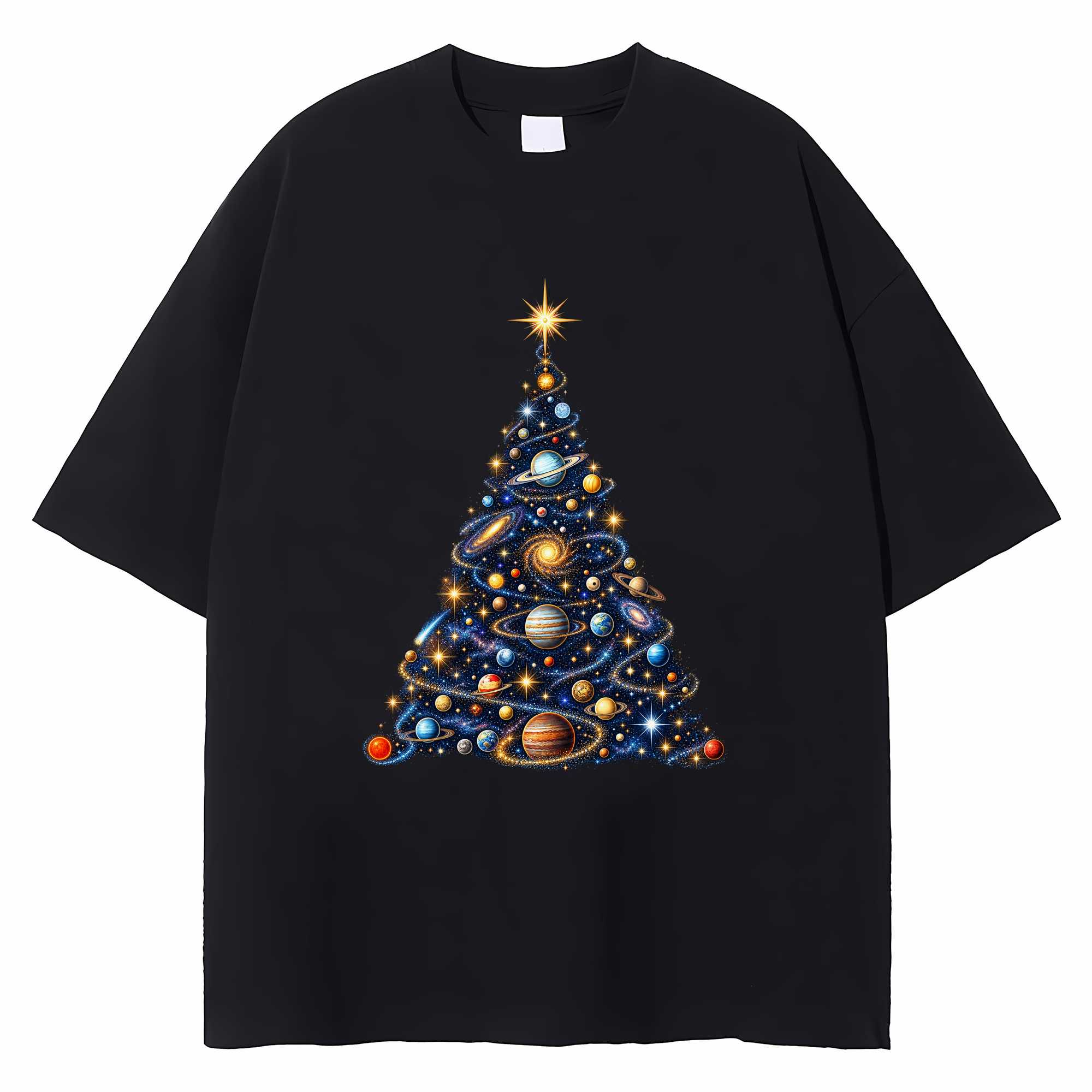 Space Christmas T-shirt Galaxy Planet Holiday Graphic Tee Gift For Space Lovers