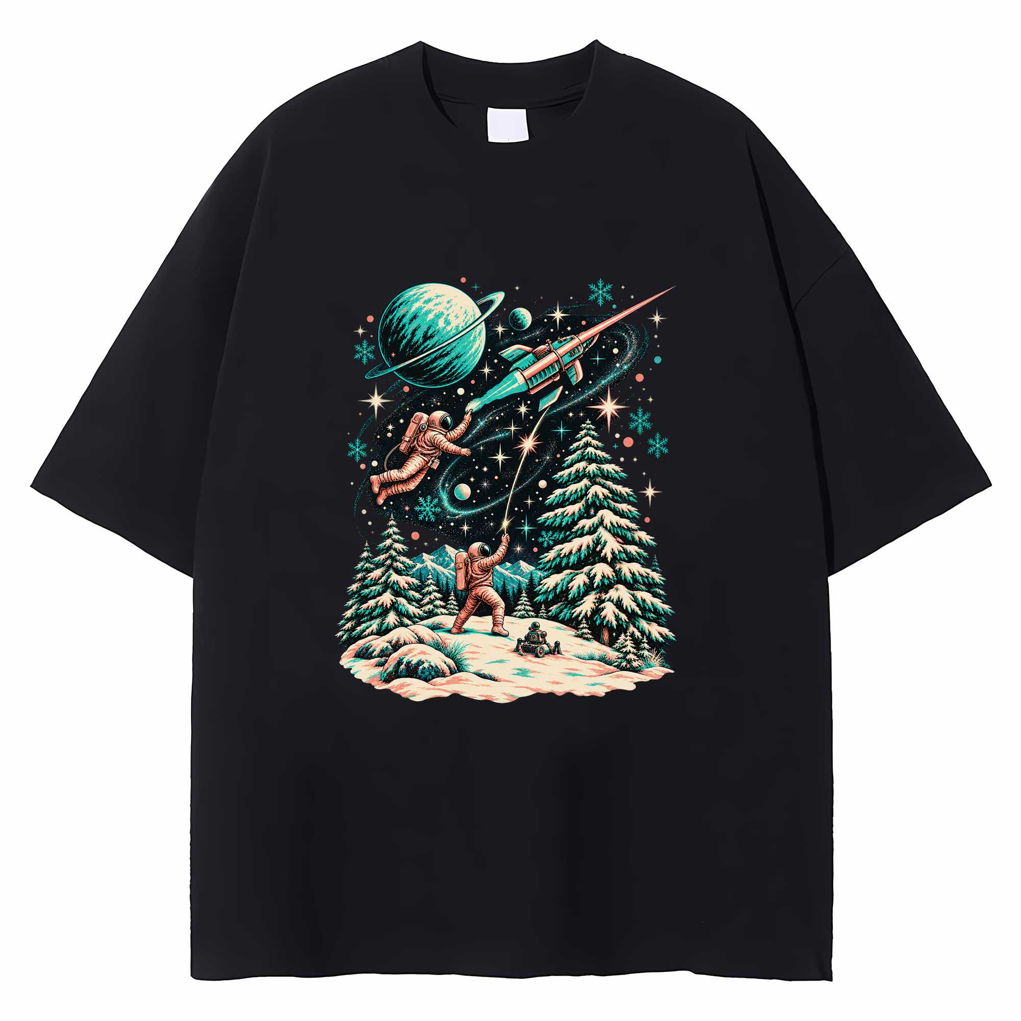 Space Christmas T-shirt Galaxy Sci-fi Holiday Graphic Tee Space Lover Gift