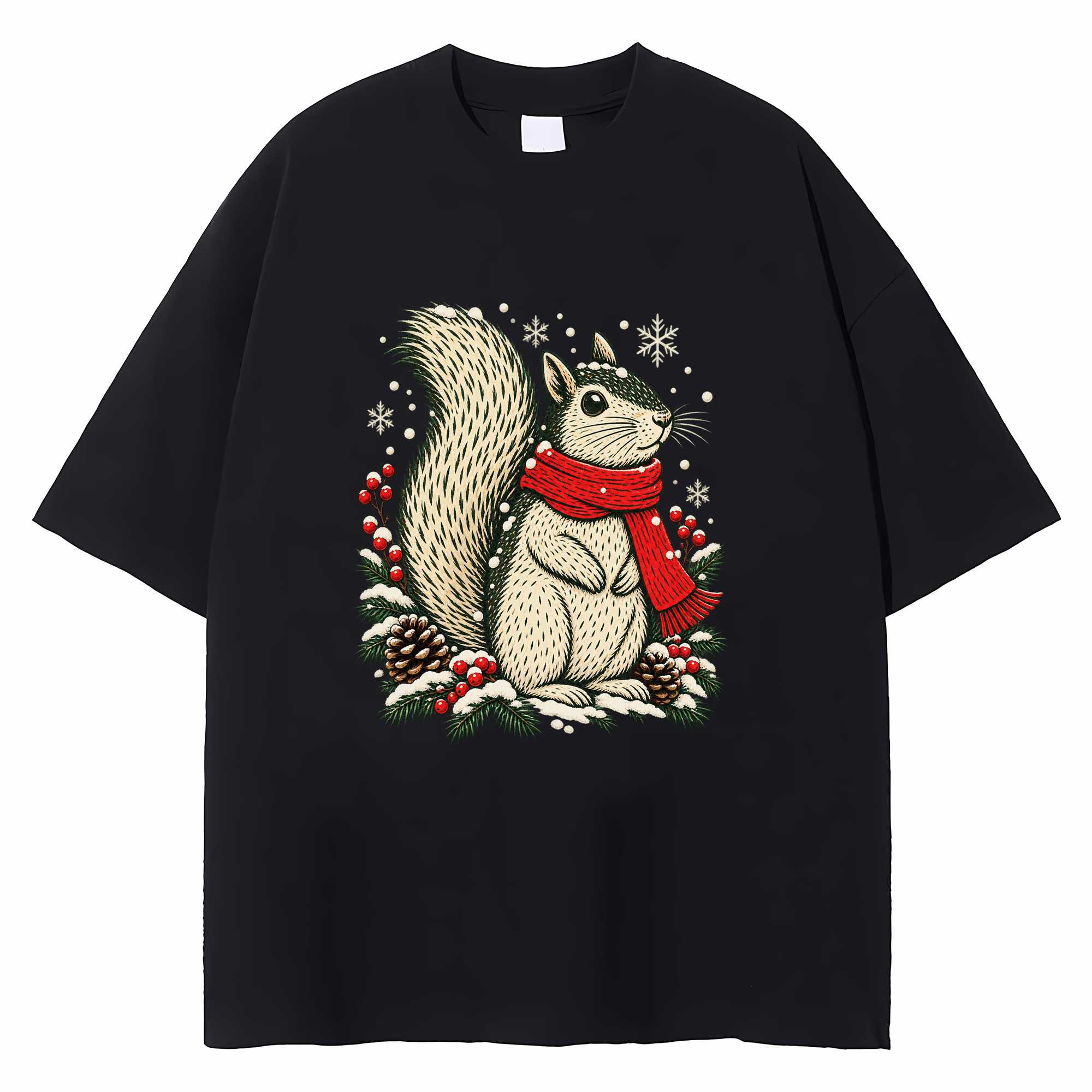 Squirrel Christmas T-shirt Woodland Holiday Animal Graphic Tee Squirrel Lover Gift