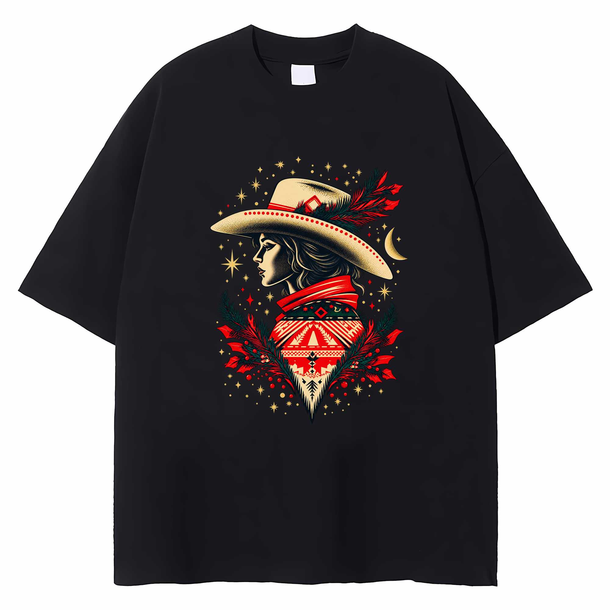 Western Christmas Cowgirl T-shirt Vintage Rodeo Country Holiday Graphic Tee